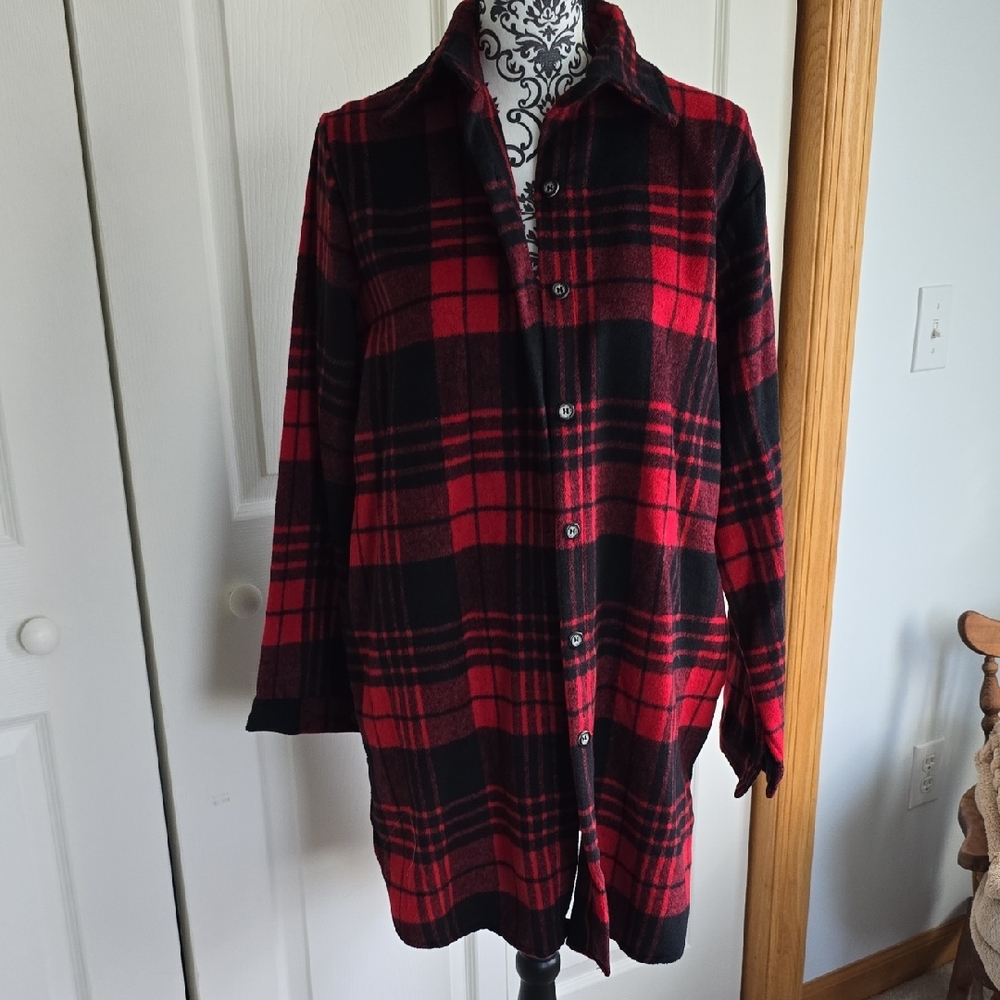 ADORA Red and Black Plaid Button Down Shirt